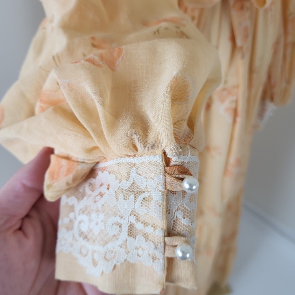 70s Gunne Sax by Jessica McClintock Maxi Dress Size XS 9 Orange Floral Boho - Picture 14 of 16